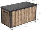 Outdoor Storage Deck Box, 170 Capacity, 27.7L x 57W x 29H inches (Ash Wood Brown)