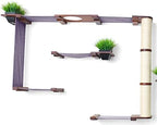 CatastrophiCreations Mini Garden - Multiple-Level Cat Hammock & Climbing Activity Center Wall-Mounted Cat Tree Shelves English Chestnut/Charcoal