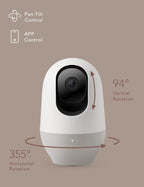 nooie Baby Monitor with SD Card,Baby Monitor with Camera 360 Camera, WiFi Baby Cam with Phone App, AI MotionTracking and Sound Detection,1080P Night Vision Two-Way Audio