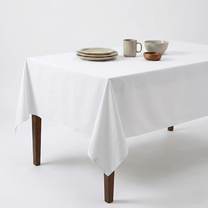 Urban Villa Tablecloth Cotton Tabletop 60x102 (8-10 Seats) White