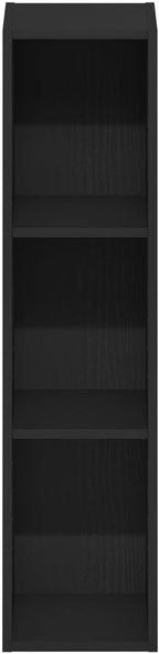 Furinno Fulda 3-Tier Space Saving Storage Shelf Bookcase, 8-Inch Width, Blackwood