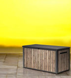 Outdoor Storage Deck Box, 170 Capacity, 27.7L x 57W x 29H inches (Ash Wood Brown)