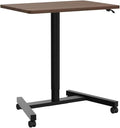 28-Inch Height Adjustable Laptop Desk, Sit-to-Stand Desk with Lockable Wheels, Rolling Standing Mobile Desk Cart for Home Office Classroom (Coffee)