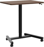 28-Inch Height Adjustable Laptop Desk, Sit-to-Stand Desk with Lockable Wheels, Rolling Standing Mobile Desk Cart for Home Office Classroom (Coffee)