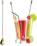 2 Pcs 12 Inch Bar Mixing Spoon Cocktail Spoon Stainless Steel Bar Long Spoon With Spiral Pattern Gold