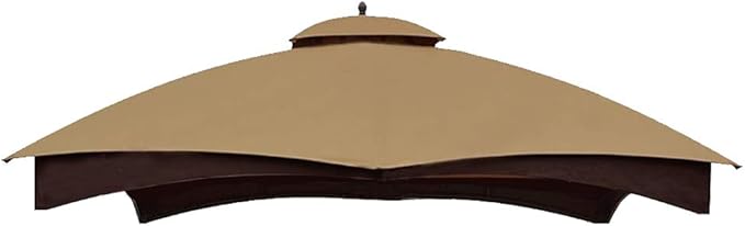Hugline Outdoor Replacement Canopy Top Double Tier Gazebo Roof Cover for Lowe's Allen Roth 10x12 Gazebo #GF-12S004B-1 (Khaki)