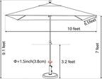 EliteShade USA 10-Year-Non-Fading 6.5x10Ft Rectangular Market Umbrella Patio Umbrella Outdoor Table Umbrella with Ventilation（Hrather Beige）