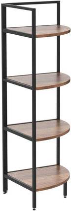 SAYGOER Corner Bookshelf 4 Tier Stand Storage Shelf Modern Black Bookcase Ladder Standing Shelves Display Rack Plant Stand for Small Spaces, Bedroom, Living Room,Walnut Oak