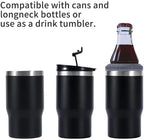 14oz 4 in 1 Stainless Steel Can Cooler Beer Bottle Insulator With 2 Lids for 12oz can&bottle, Double walled insulated Thermocooler &Travel Mug Holder Keeping Your Bevearge Cold (Orange#)
