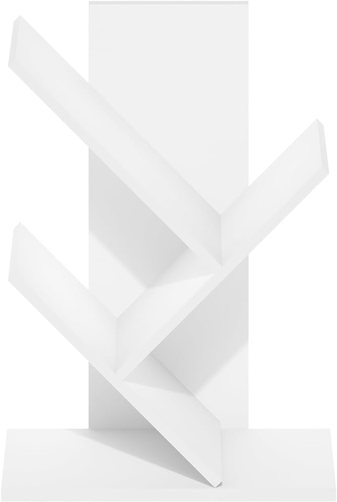 Furinno Tree Bookshelf 3-Tier Floor Standing Tree Bookcase, White