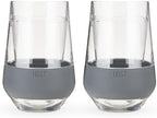 Host Freeze XL Wine Cooling Cups for Gifts for Mom, Birthday Gifts for Women, Double Wall Insulated Plastic Wine Glasses for Red and White Wines, Freezable Plastic Tumblers, 12 oz, Set of 2, Gray