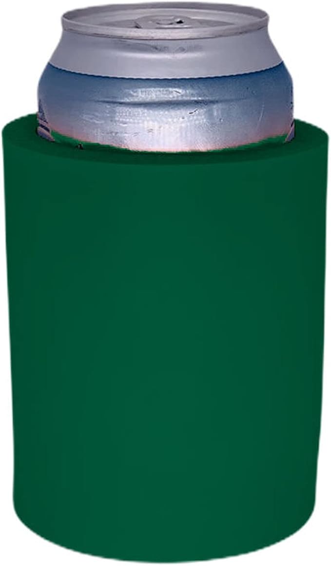 Blank Thick Foam Old School Can Cooler (6 Pack, Forest Green)