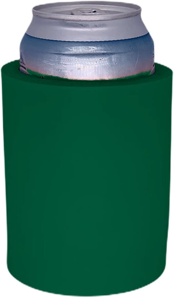 Blank Thick Foam Old School Can Cooler (12 Pack, Forest Green)
