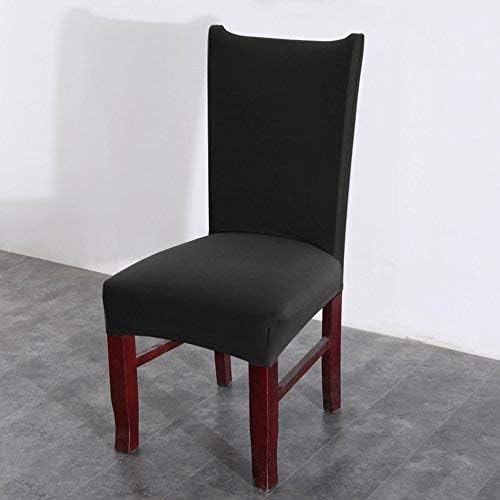 Fuloon 6 Pack Super Fit Stretch Removable Washable Short Dining Chair Protector Cover Seat Slipcover for Hotel, Dining Room, Ceremony, Banquet Wedding Party | Solid Black, Set of 6, Super Fit, Stretch, Removable, Washable, Suits for Hotel, Dining Room,...