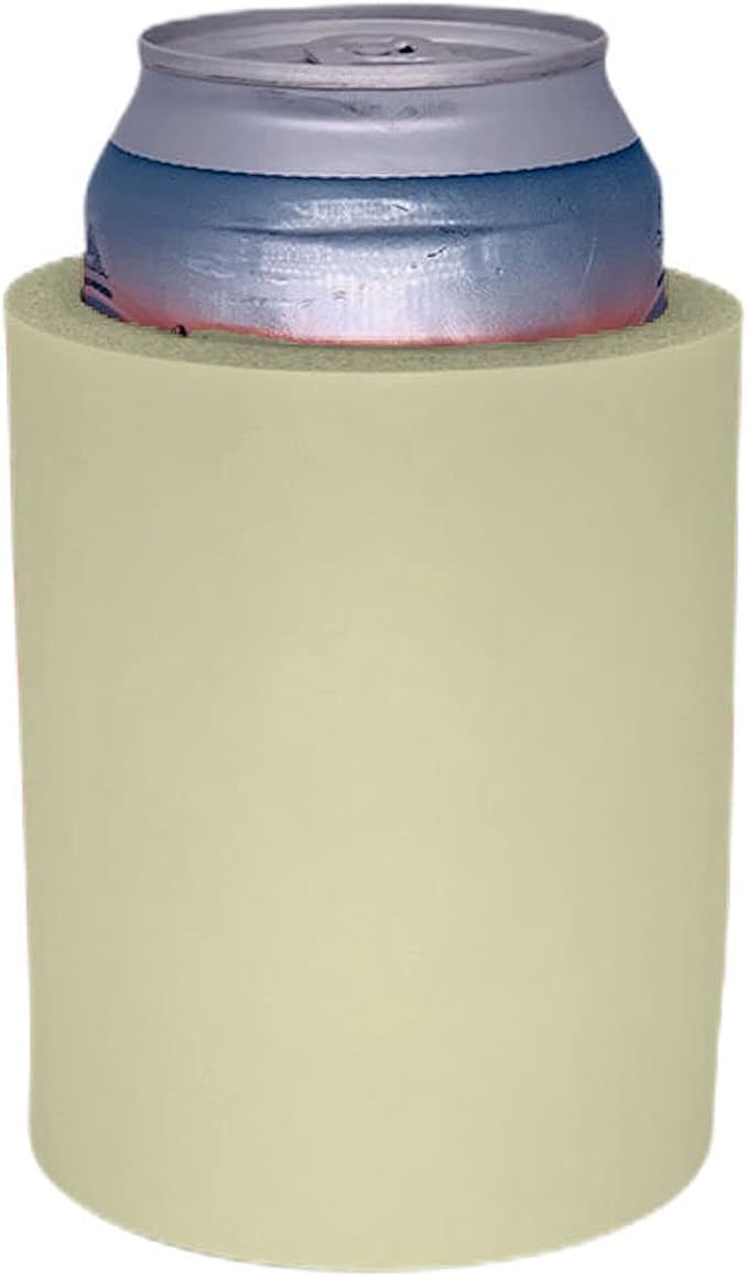 Blank Thick Foam Old School Can Cooler (6 Pack, Natural)