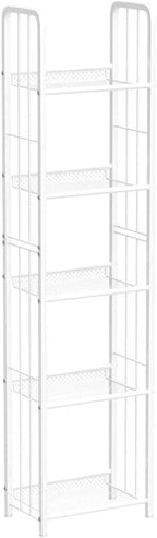 Bookshelf Storage Shelf Bookcase Freestanding Storage Stand for Living Room, Bedroom, Kitchen, Rust Resistance, Easy Assembly Free Combination Multi-Functional Organizer (5 Tiers,White)