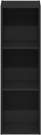 Furinno Fulda 3-Tier Space Saving Storage Shelf Bookcase, 10-Inch Width, Blackwood