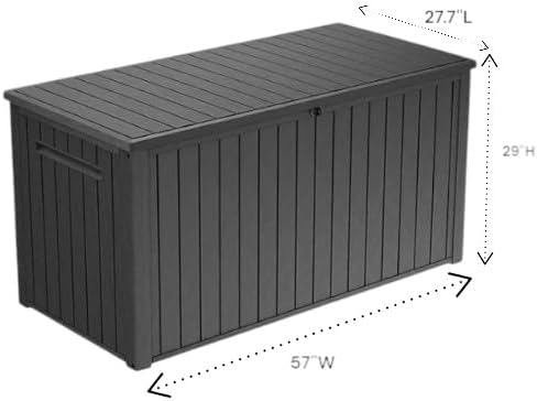 Outdoor Storage Deck Box, 170 Capacity, 27.7L x 57W x 29H inches (Graphite)