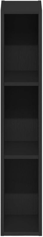 Furinno Fulda 3-Tier Space Saving Storage Shelf Bookcase, 6-Inch Width, Blackwood