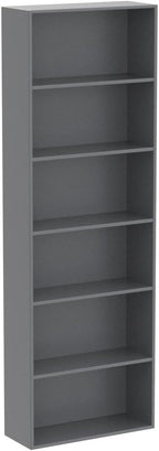 FOTOSOK 6-Tier Open Bookcase and Bookshelf, Freestanding Display Storage Shelves Tall Bookcase for Bedroom, Living Room and Office, Dark Gray