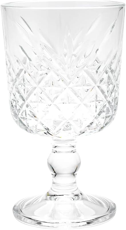 Restaurantware-Timeless 11 Ounce Goblet Glasses, Set of 12 Etched Cocktail Glasses - Stemmed, Dishwasher-Safe, Clear Glass Water Goblets, Chip-Resistant, For Whiskey Or Cocktails