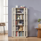 Tall Book Shelf Unit Combo, 5 Layer Storage Shelves Organizer, Modular Open Back Grid Bookcase for Home Office Decor, White Oak