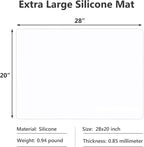 Extra Large Silicone Mats for Countertop, 28" by 20" Multipurpose Mat, Counter Table Protector, Desk Saver Pad, Placemat Nonstick Nonskid Heat-Resistant Pad, Semitransparent