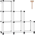 6 Cubes Storage Organizer, Bookcase, Display Shelf with Wooden Mallet, Cabinet Storage for Kids, Adult, Office, Bedroom, Bathroom, White