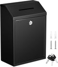 Yaocom Metal Money Box,Black,11.81 x 8.58 x 4.72 Inch,No Lid | Wall Mounted Drop Donation Cash Box for Farm Stand Collection Safe Suggestion Box with Lock Container for Home Office Outdoor