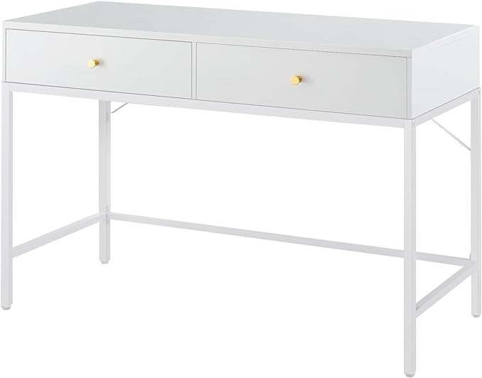 SUPERJARE Vanity Desk with Drawers, 47 inch Computer Desk, Modern Simple Home Office Desks, Makeup Dressing Table for Bedroom - White
