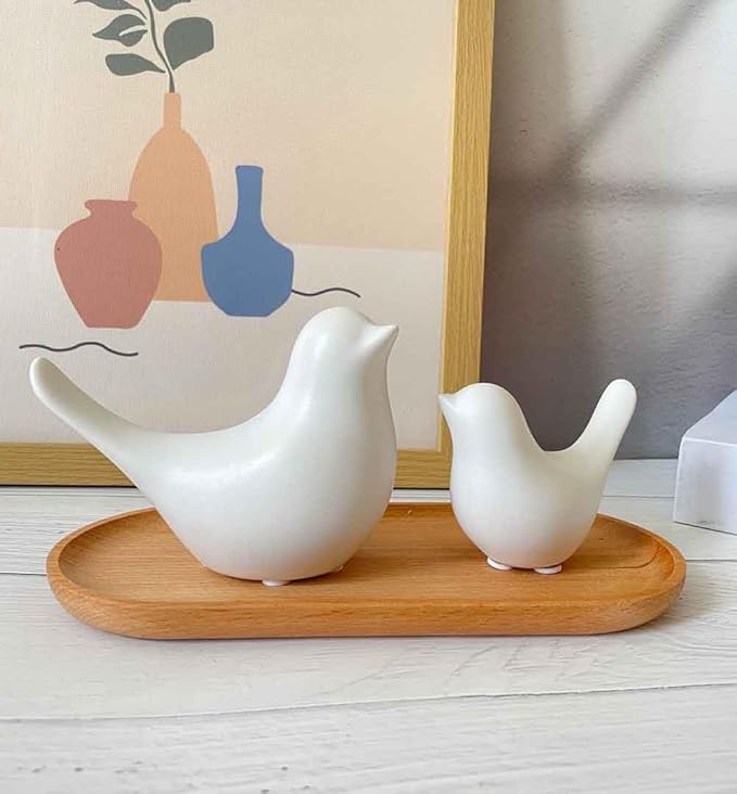 White Bedroom Decor Aesthetic, Ceramic Decor Birds White Decor for Shelves, Small Decor Items for Shelf Decor Accents, Decorative Birds Figurines Decorations for Living Room Table top Decor