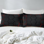 Honeycomb Bedding Set Honeycomb Modern Geometry Hexagon Theme Comforter Set for Kids Boys Children Geometrical Comforter Ultra Soft Beehive Black Red Decor Duvet Set Full Size