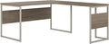 Bush Business Furniture Hybrid 60-inch W L-Shaped Table Desk with Metal Legs, Modern Hickory (HYB027MH)