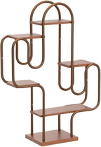 Allinside Cactus Corner Bookshelf, 6 Tiers Multipurpose Plant Stand, Heavy-Duty Metal Corner Shelf, Creative Tall Display Rack, Rustic Bookcase for Living Room, Bedroom, Home Office and Balcony