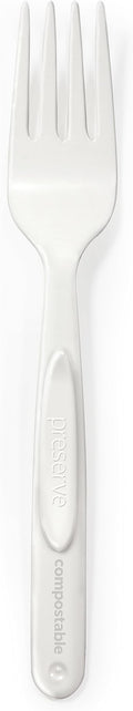 Preserve Compostable Fork, Made in USA, Medium Weight Cutlery, White, 840 Count