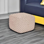 BIRDROCK HOME Square Pouf Ottoman | Cotton Braided Foot Stool with Bean Bag Filling | Boho Foot Rest for Living Room, Bedroom | Compact & Comfortable Seating, Lightweight & Sturdy | Natural