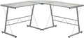 Flash Furniture Ginny L-Shaped Desk 83.5" Computer Corner Desk, Gaming Corner Desk, Home Office Corner Desk, Gaming Desk, Space Saving, Easy to Assemble, Clear