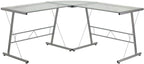 Flash Furniture Ginny L-Shaped Desk 83.5" Computer Corner Desk, Gaming Corner Desk, Home Office Corner Desk, Gaming Desk, Space Saving, Easy to Assemble, Clear