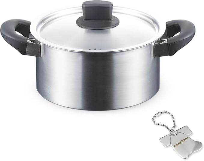 J-kitchens Dining Product, Double-Handled Pot, Lid Not Easy To Roll, 7.9 inches (20 cm), Gas Induction Compatible, Made in Japan, With Original Tag