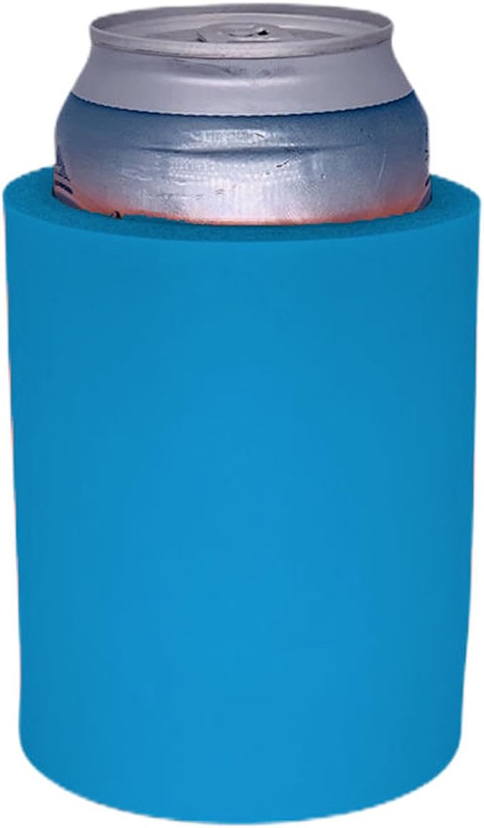 Blank Thick Foam Old School Can Cooler (4 Pack, Neon Blue)