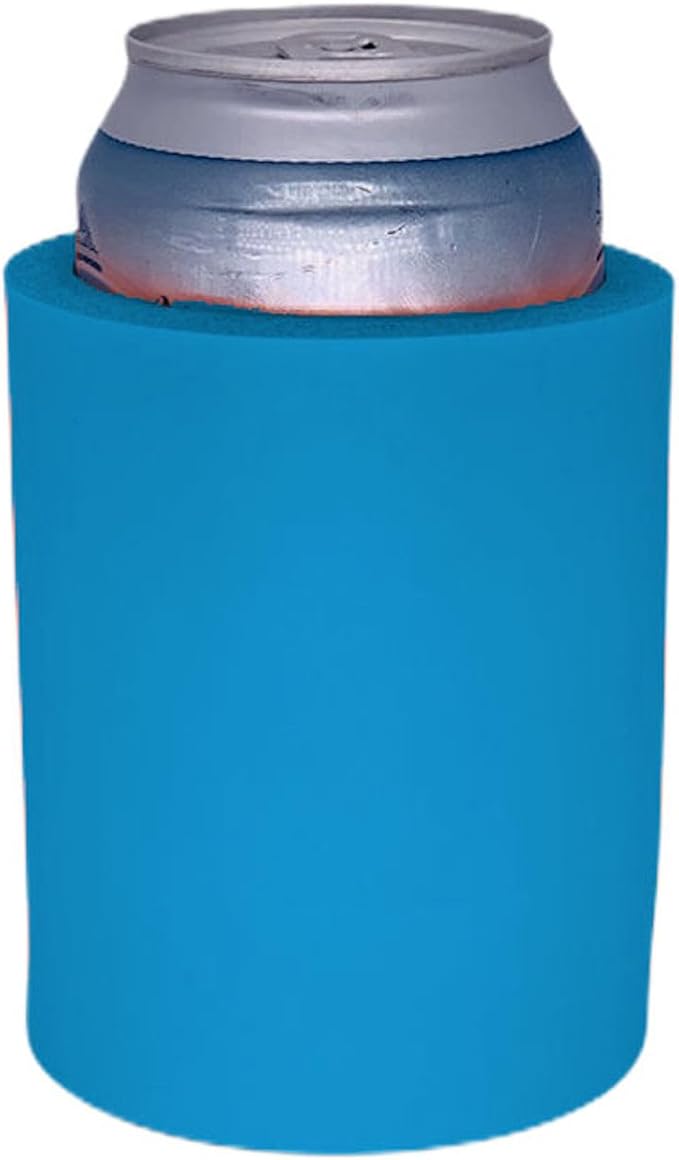 Blank Thick Foam Old School Can Cooler (2 Pack, Neon Blue)