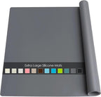 Extra Large Silicone Mat, 31.5x16.9 Large Silicon Placemats for Kids, Heat Resistant Matt for Kitchen Counter Non-Stick Table Mat for Dough and Pastry, Silicone Craft Mat for Kids, Dark Gray