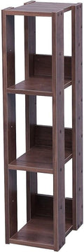 USA 3-Tier 8" Slim Open Wooden Bookshelf with Adjustable Shelves, Easy Assembly Bookcase Farmhouse Shelf for Small Spaces Bedroom Office Living Room Indoor, Brown