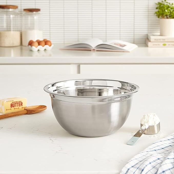 YBM HOME Heavy Duty Professional Stainless Steel Mixing Bowl – Commercial Grade Deep Prep & Serving Bowl for Baking, Cooking, Dough Mixing & Food Prep, Dishwasher Safe, 14.5 Quarts