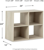 Signature Design by Ashley Socalle Modern 4 Cube Storage Organizer or Bookcase, Whitewash