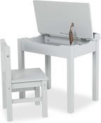 Melissa & Doug Wooden Lift-Top Desk & Chair - Gray , Grey - Toddler And Kids , For Ages 3+ With Self-Containted Storage And Chair Set