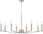 Nickel Chandeliers for Dining Room, 8-Light Chandelier Light Fixture Over Table Modern Candle Chandelier 44in Master Bedroom Chandeliers Lighting for Entry Foyer Bathtub Living Room