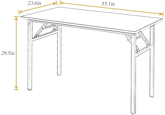 SogesGame Computer Desk, 55 Inch Modern Simple Style Folding Tables, Home Office Writing Desk, Space Saving Foldable Table, No Install Needed, Black