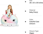 Unicorn Stuffed Animal Storage for Teens Girls Bedroom, Kids Bean Bag Chairs, Super Soft Velvet Fabric Large Size Covers Only