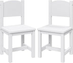 Timy Toddler Wooden Chair Pair, Kids Furniture for Eating, Reading, Playing 2 Pack (White)